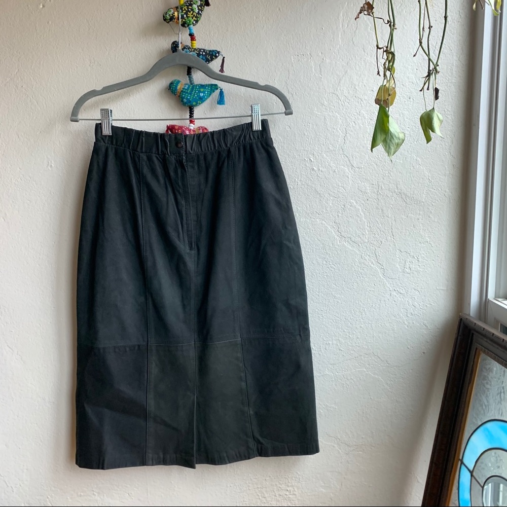Vintage Leather Midi Skirt